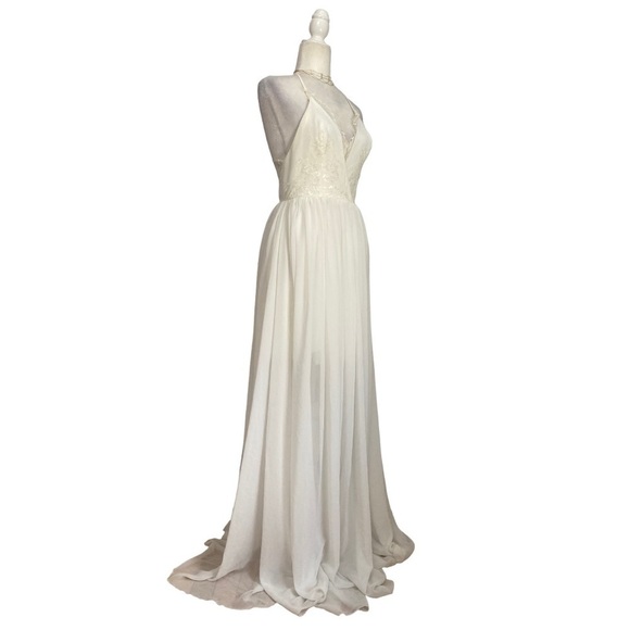 Dress the Population White Maxi Gown Dress Criss Cross Open Back - Picture 8 of 11